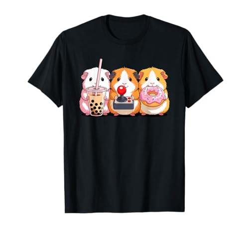Kawaii Cochon D’Inde Thé Au Lait Video Game Gamer Donut T-Shirt