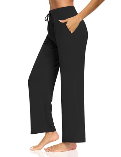 Womens Yoga Sweatpants Comfy Lounge Pants Loose Casual Wide Leg Pajama Pants for Women with Pockets2