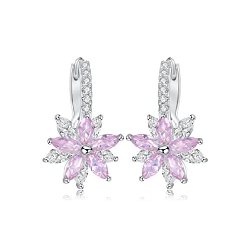 Pendientes de flores con circón cúbico para comuniones y fiestas de niñas