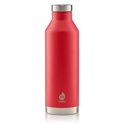 Mizu V8 26 oz Stainless Steel Water Bottle, Vacuum Insulated Double Wall Metal Water Bottle for Cold or Hot Drinks with Leakproof Cap, Reusable for Travel, Gym, Hiking (Red)