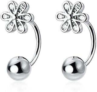 SLUYNZ 925 Sterling Silver CZ Cuff Earring Hoop for Women Girls Cartilage Earrings Helix Huggie Daisy Flower Earrings Ball Studs
