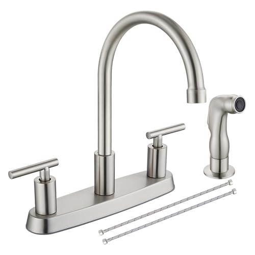 Cinwiny Kitchen Faucets, High Arc 360°Rotating Spout Kitchen Sink Faucet 2 Handle 8 Inch Centerset...