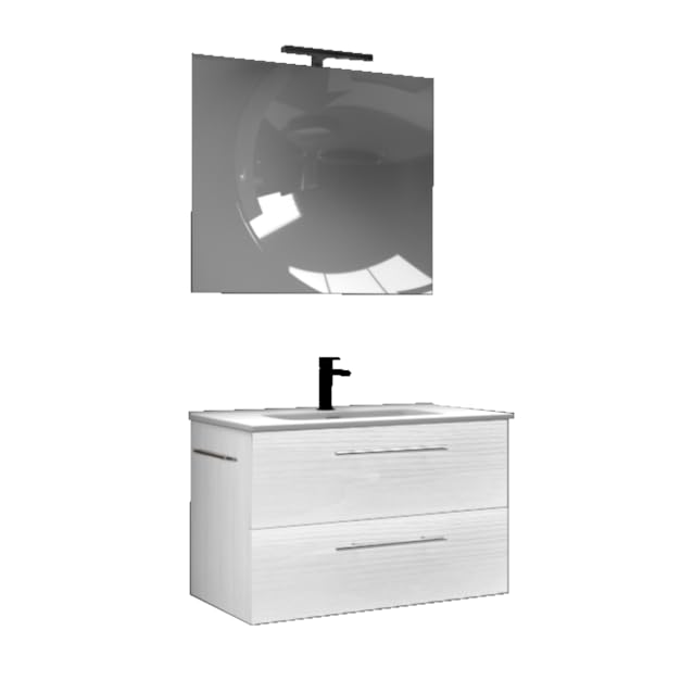 MaMa Store ERA 60 - Mobile Bagno Sospeso 60 CM BIANCO ARTICO con Lavabo, Specchio e Lampada LED,...