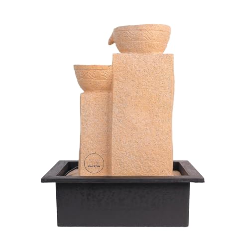Image of Water Fountain for Home Tabletop Indoor Water Fountain for Living Room Waterfall Fountain Indoor Home Decor Table Top Fountain Waterfall Showpiece Indoor Fountain (Creamy & Light Pink)