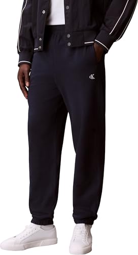 Calvin Klein Uomo Pantaloni da Jogging Terry Monogram con Tasca Posteriore, Blu (Dark Sapphire), S