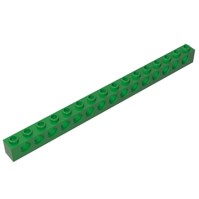 Gobricks 3703 Technology Brick Technic Brick 1x16 [15 Holes] 10 Pieces GDS-630 Compatible with Lego Building Blocks Color:Green — image 1