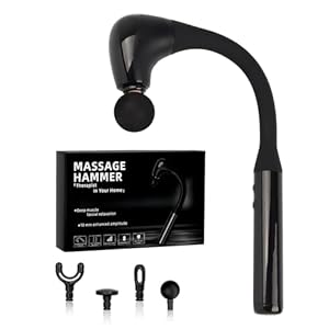 ETOU Handheld Massager Gun with Upgraded Extension Handle, Back Massager, Muscles/Neck/Shoulders/Waist/Legs Massager Portable for Pain Relief, 4 Massage Heads & 5 Speed Levels