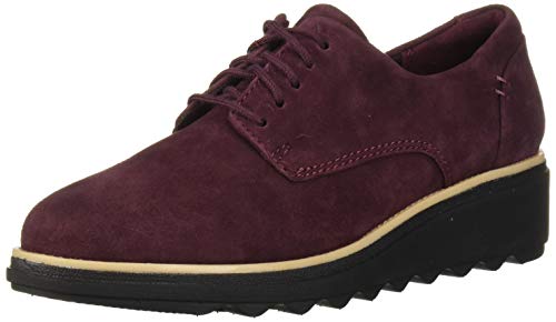 Clarks Womens Sharon Noel Platform Oxford, Burgundy Nubuck, 10 M US