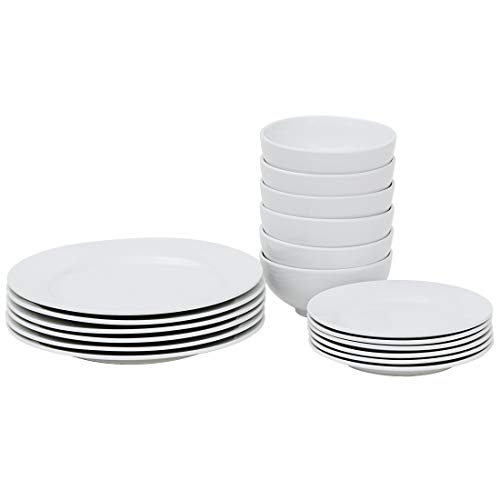 Super Deal Round 18-Piece White Kitchen Dinnerware Set, Service For 6, Plates And Bowls – Microwave, Oven And Dishwasher Safe #TOP5