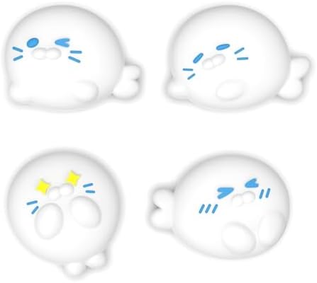 PlayVital Thumb Grips for Nintendo Switch 2 | Kawaii Silicone Joystick Caps (4-Pack) - Cute Accessories Animal Design Thumbstick Covers for Joycon 2 - Cutie Seal Squad