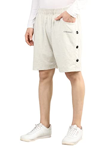 Image of CHKOKKO Men's Regular Cotton Regular Fit Plain Shorts for Men Ecru 3XL