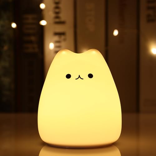 LOVERUIS Katze Nachtlicht Led-Nachtlicht Kinder Katzen-Licht Tier Nachtlampe 7 Farbe Lichter Geburtstag Halloween Geschenk Baby Schlafzimmer Dekoration (Nette Katze)