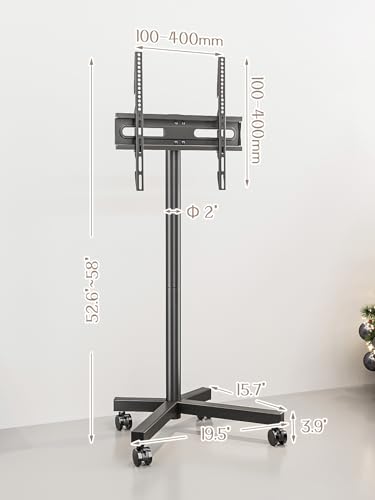 AX WABER Mobile TV-Ständer für 23-60 Zoll LCD LED OLED 4K Smart TVs hält bis zu 88lbs, Rolling TV-Ständer mit 3-Stufen höhenverstellbar, Kippbarer TV-Wagen mit rotierenden Verriegelungsrädern – Bild 7