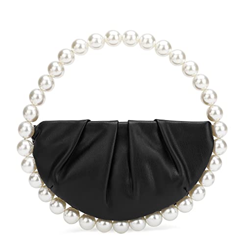 Image of CARIEDO Pearl Soft Face Pleated Handbag Advanced Evening Bag Party Prom Bride Purse Phone Clutch Purse