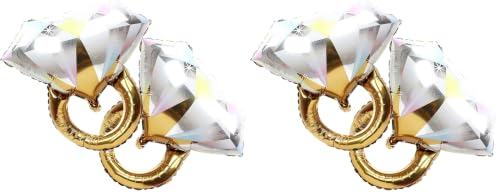 Image of 2Pcs Diamond Ring Aluminum Balloon,Wedding Bridal Shower Marriage Engagement Party Supplies (Pack of 2)