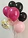 Hot Pink Balloons Assorted Black Gold Pink Party Decorations for Bachelorette Bridal Baby Shower Women Birthday (Latex Pink + Gold Confetti)