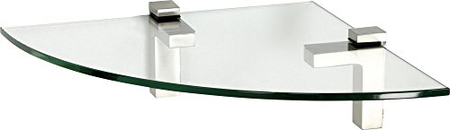 IB-Style - étagère Murale en Verre | 36 Variations | Tablette de Coin - 350 x 350 x 6 mm satiné + Clips Quadro chromé