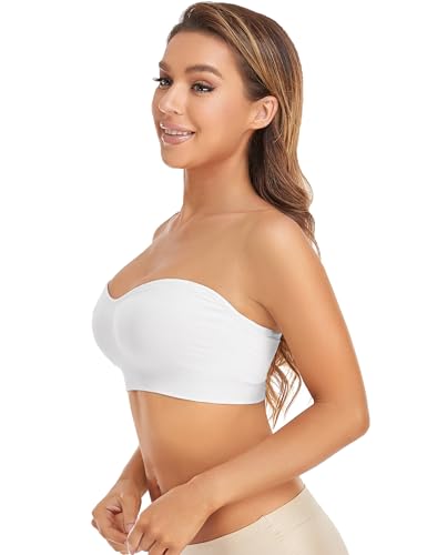 Image of Lusait Strapless Bra for Women Non-Slip Silicone Padded Bandeau Bra Wireless Tube Top Bralette