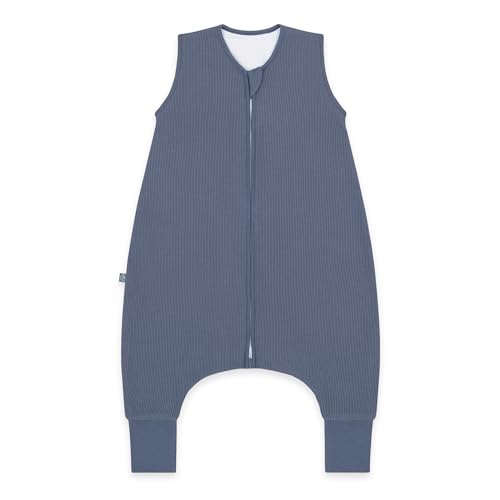 emma & noah Baby Schlafsack mit Füßen 1.0 TOG Ganzjahres Schlafsack mit Beinen für den Frühling Sommer und Herbst 100% Bio-Baumwolle Oeko-TEX Zertifiziert (Essential Blau 70 cm)