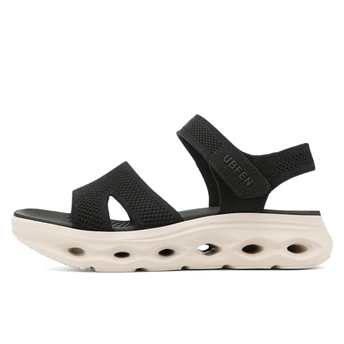 Image of UBFEN Womens Comfortable Walking Sandals with Cushioned Sole | Non-Slip Rocker Bottom, Arch Support, Adjustable Straps, Lightweight Water Sport Platform Summer