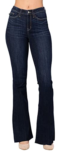 Judy Blue Women's High Waisted Raw Hem Tall Flare Jeans2