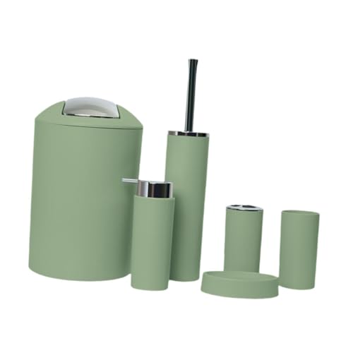 STARTIST 6 個 バスルームアクセサリーセット ソープディスペンサー お手入れ簡単 家庭用 アパート用 トイレブラシ 実的なギフト バスルーム品, モランディ・グリーン