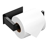 Auxmir Toilet Paper Holder No Drill, Matte Black Toilet Paper Roll Holder Self Adhesive Large Size Wall Mount Premium SUS304 Stainless Steel Rustproof for Bathroom Washroom Kitchen