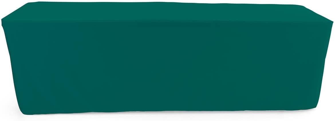 Displays2go 8' Stretch Polyester Table Cloth, Fitted Design - Forest Green (FT8GN)
