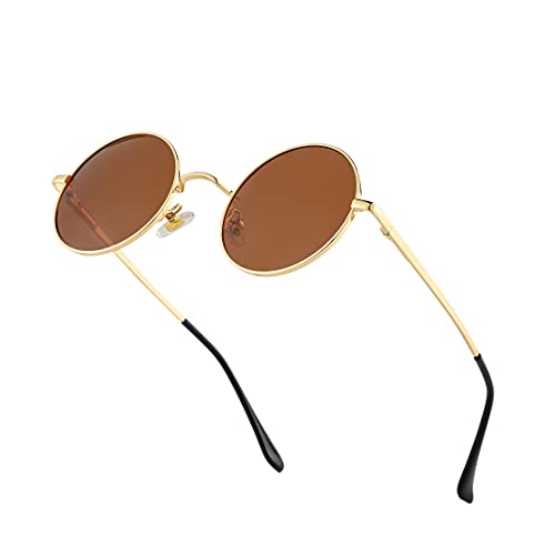 Image of Retro Small Round Polarized Sunglasses for Men Women Circle Hippie Style Sun Glasses