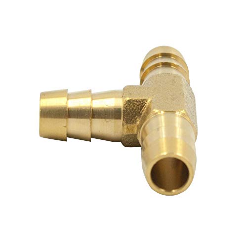 Brass Hose Barb Fitting, Tee, 1/2" Barbed X 1/2" Barbed X 1/2" Barbed T-Fitting 3-Way Connector Pack Of 5 (123-8) #TOP2