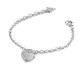 Schick und elegant präsentiert sich dieses Accessoire und wertet Ihr Outfit auf? Dieses GUESS Armband ist optimal für besondere Anlässe oder den Alltag. Aus Edelstahtl in leichten Farben, passt dieses Accessoire zu so gut wie jedem Outfit. Maße: 14 - 18,5 x 0,5 x 0,5 cm