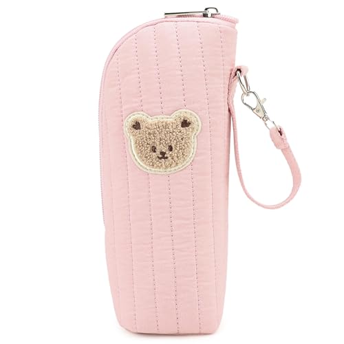 Cymwer Cute Bear Bolsa de Almacenamiento térmico para Botella de Agua con asa de Papel de Aluminio, Bolsa térmica portátil para Viajes, Caminatas, Camping, Picnic (Rosa)