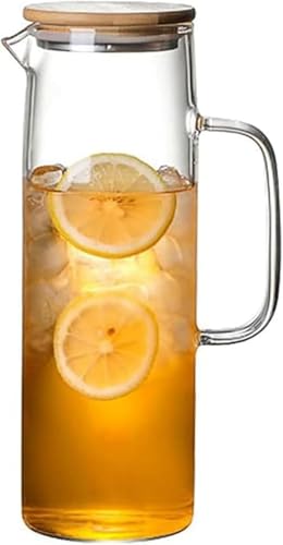 AOBOPO ガラス製 1.5L 耐熱 蓋付き 計量目盛付き おしゃれ 直火OK 冷蔵庫対応 水出し氷冷・保温可能 緑茶・紅茶・ウーロン茶・フルーツティー対応 茶専用ジャグ ステンレスフィルター付き 高硼硅酸ガラス