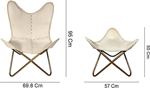 Sillón Plegable Vintage Beige con Estructura Dorada miniatura 2