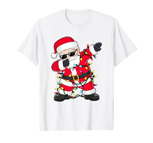 Camisa de Papá Noel con luces de Navidad para niñas y niños Camiseta