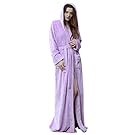 Long Hooded Robe for Women Luxurious Flannel Fleece Full Length Bathrobe Winter Warm Pajamas Shower Nightgown
