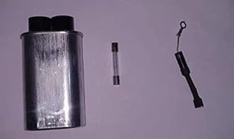InkOcean Capacitor + Diode + Fuse Tube Combo Pack of High Voltage Aluminum Microwave Oven Capacitor 1MFD and Diode (Pack of 3)