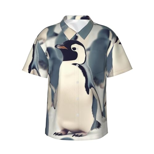 Chemise hawaïenne pingouin homme manche courte boutonnée vêtement de plage été décontracté