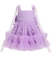 ODASDO Toddler Girls Bowknot Spaghetti Straps Tutu Tulle Birthday Party Dresses