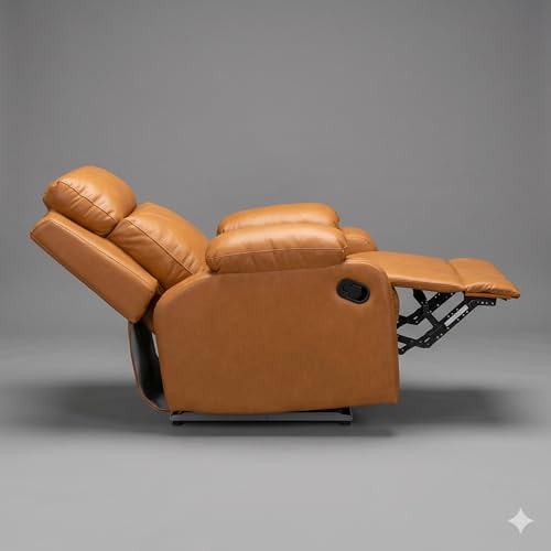 Image of Amazon Brand - Solimo Elira | Single Seater Sofa Recliner | Manual Recliner (Leatherette Tan)