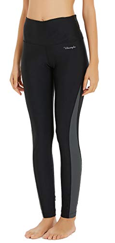 Ubestyle UPF 50+ High Waist Women s Surf Water Leggings Swim Tights Sun Protective Black Gray