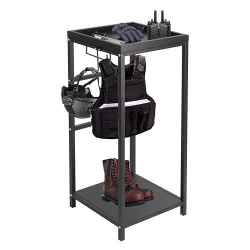 FORJAMINT Police Gear Rack Tactical Gear Stand with 3 Hooks, Body Armor Stand 280lbs Load Capacity Police Vest Hanger, Law Enforcement Gear Holder Police Gifts