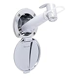 Ambassador Marine Recessed Shower- Chrome Cup & Lid, Hammer-Head Arctic White Sprayer, 6' Stainless Steel Hose - 136-0016-CA-W