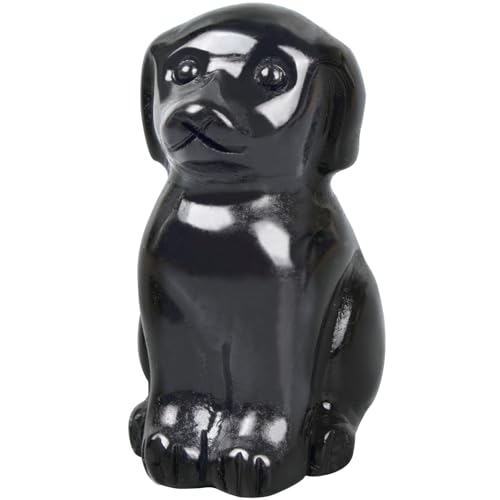 Ytbeoxk Hand-Carved Natural Obsidian Dog Crystal Dog