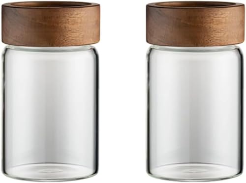 気密密閉透明ガラスキャニスター キッチン食品保存容器 お茶、コーヒー豆、ナッツ、スパイス用 (2)