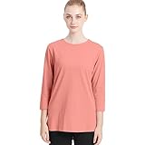 [Loopa(ルーパ)] ベーシック Tシャツ レディース 七分袖 速乾 接触冷感 トレーニング スポーツ／ サーモンピンク Mサイズ
