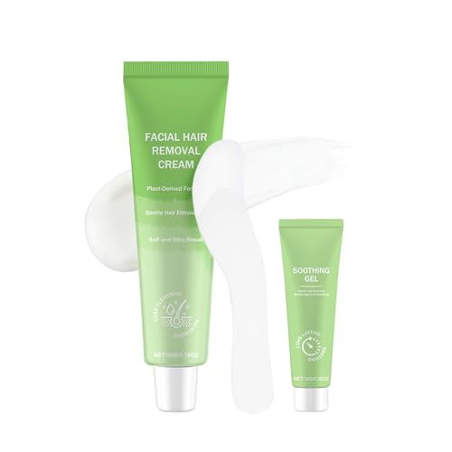 Facial Hair Removal Cream Kit - Painless 2-in-1 At-Home Hair Remover for Women, Includes Soothing...