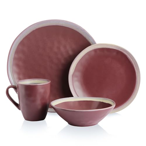 Image of Stone Lain Serafina Stoneware Dinnerware Set, 32 Piece, Wine