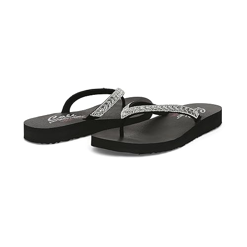 Skechers Skechers Women's MeditationSneaker, Black Mitobuck Silver Rhinestone Trim, 7 UK