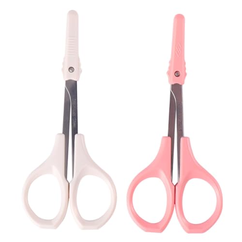 Outanaya 2Pcs Eyebrow Scissors High Tool for Eyebrow Trimming Trimmer with Curved and Straight Blades for Daily Makeup and Travel